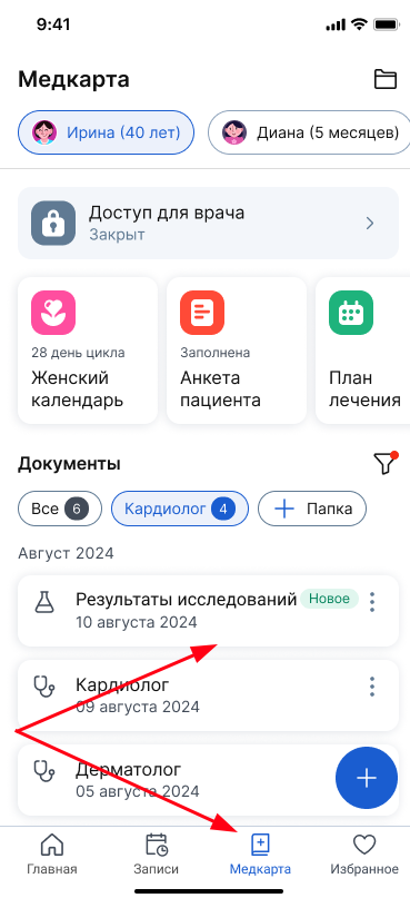 Анализы в медкарте