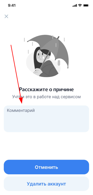 Комментарий при удалении профиля