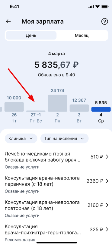 Склеивание дней зп