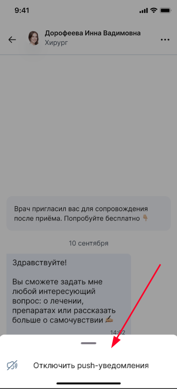 Включить и отключить уведомления в чате
